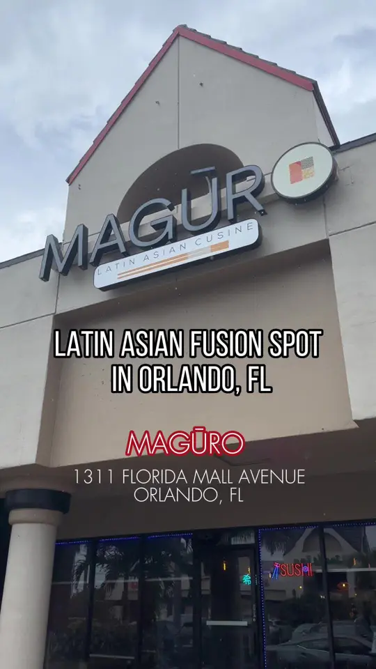 Maguro Latin Asian Cuisine in Orlando showing restaurant visit, review, coconut sake mojito, bien pegao with spicy crab and salmon, ropa vieja egg rolls, pork belly fried rice with a sunny side up egg, el c, video by paigepbryant on TikTok