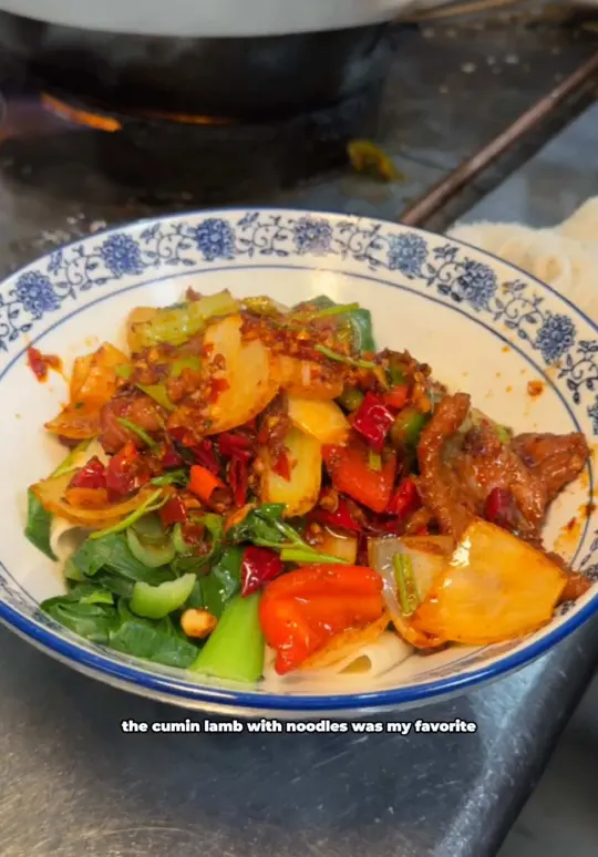  in Florida showing review, spicy pigs feet, cumin lamb with noodles, steamed dumplings, spicy fish fillet, video by josiaheats on TikTok