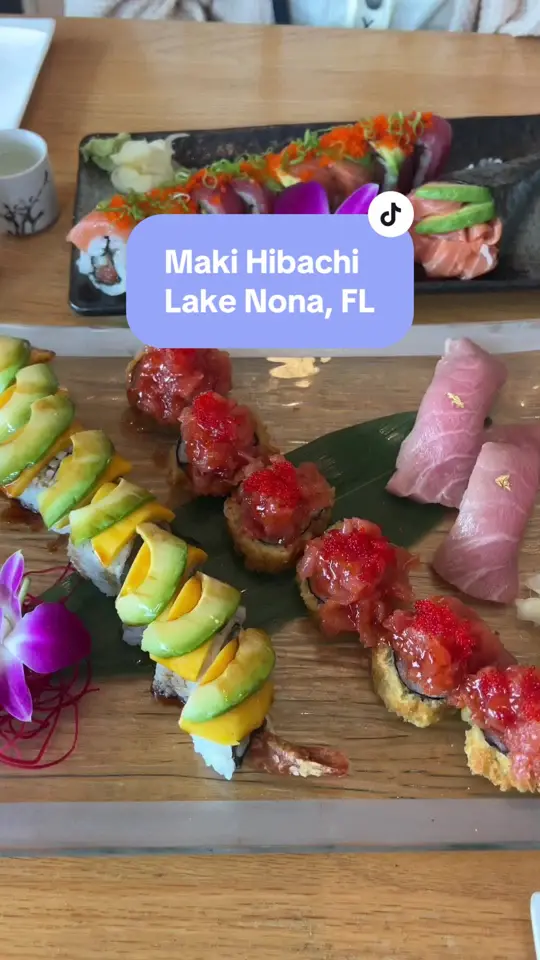 Maki Hibachi in Orlando showing sushi, video by thisbabeeats on TikTok