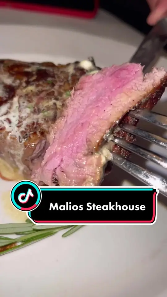 Malio's in Tampa showing steak, creme brulee, video by eatdrinkbemandy on TikTok