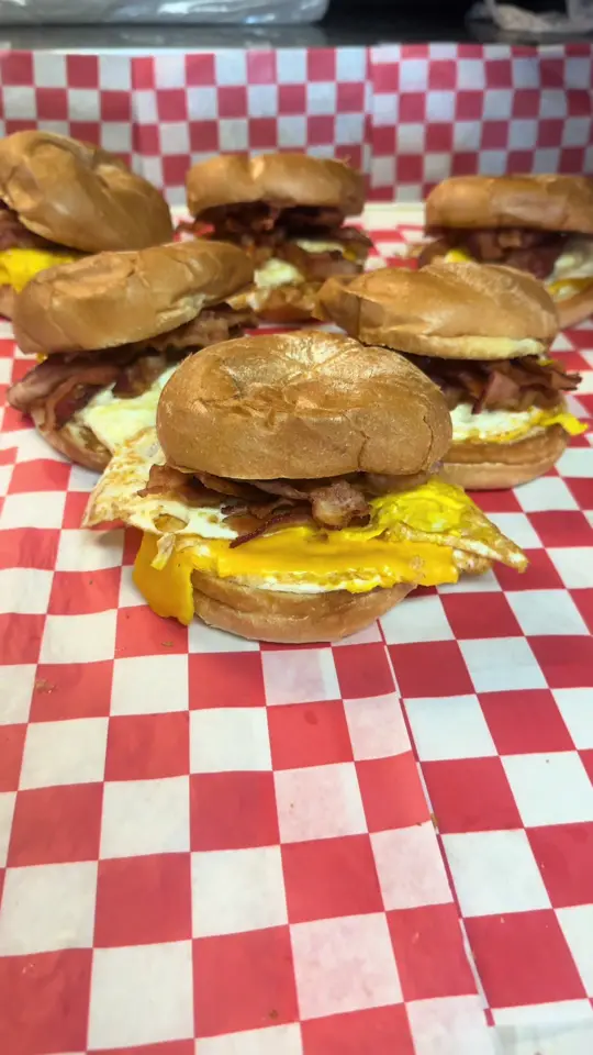 Mama Mia's Steak Subs & Sandwiches in Orlando showing food, bacon, egg & cheese sandwich, video by mamamiasteaksubs on TikTok