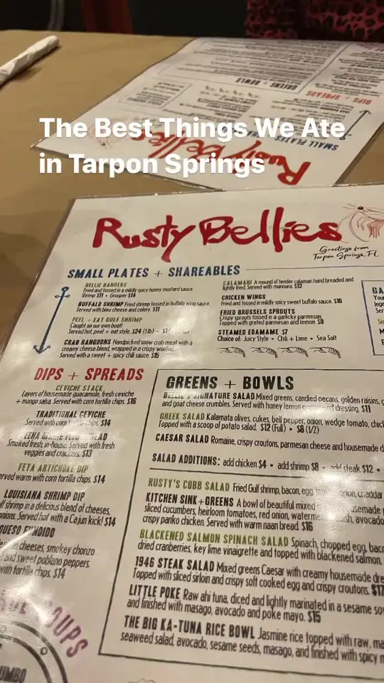 Mama's Greek Cuisine in Tarpon Springs showing restaurant visit, greek food, video by travelingtastes on TikTok