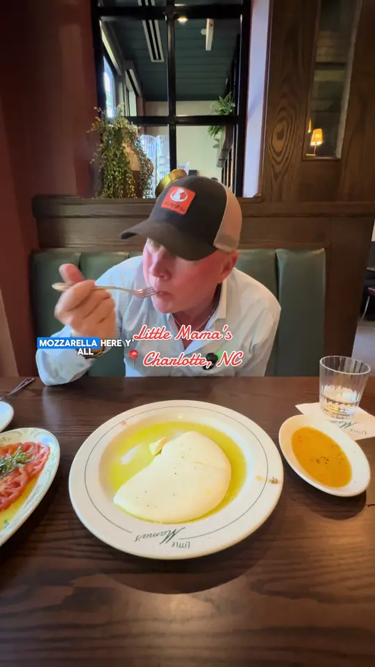 Mama's Italian Family Restaurant in Perry showing restaurant visit, review, mozzarella, house made mozzarella, video by keefandjess on TikTok