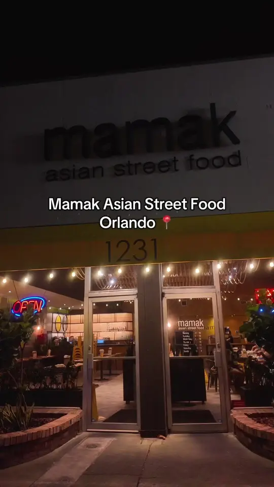 Mamak Asian Street Food in Orlando showing visit, small plates, video by saragdv on TikTok