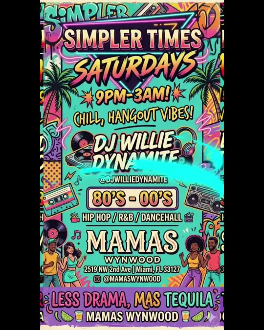 Mamas Wynwood Miami Fl Wynwood in Florida showing live music, dj willie dynamite, 80s hip hop, 90s r&b, dancehall, video by djwilliedynamite on TikTok