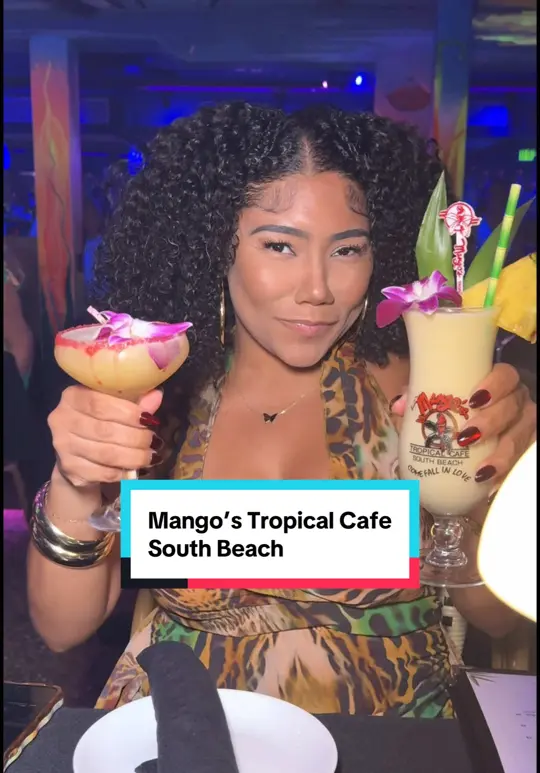 Mango's Tropical Cafe in Miami showing visit, atmosphere, video by cheyennetheblogger on TikTok