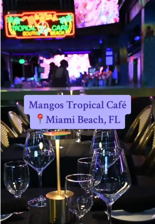 Mango's Tropical Cafe in Miami showing live music, high-energy performances, newly launched menu, cocktails, south beach nightlife vibes, video by mangosmiami on TikTok