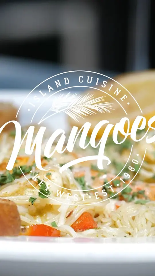 Mangoes Restaurant in Key West showing food, pink shrimp scampi, video by Mangoes Restaurant Key West on Facebook