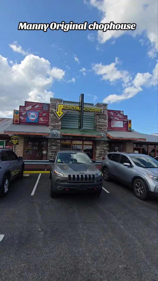 Manny's Original Chophouse in Haines City showing steak feast, unpretentious high-energy atmosphere, local institution, video by feedmechronicole on TikTok