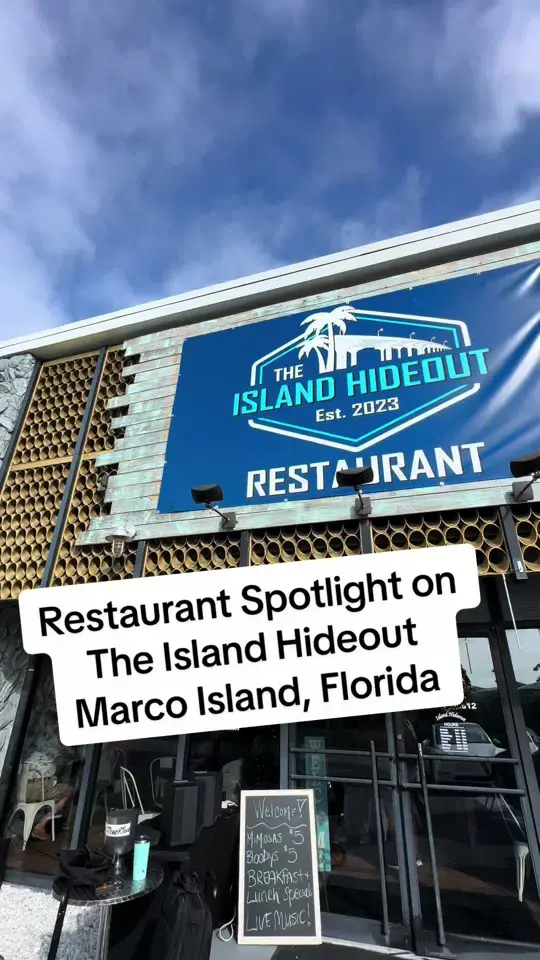 Marco Island Hideout Restaurant in Marco Island showing restaurant visit, local eats, video by laurensmithberry on TikTok