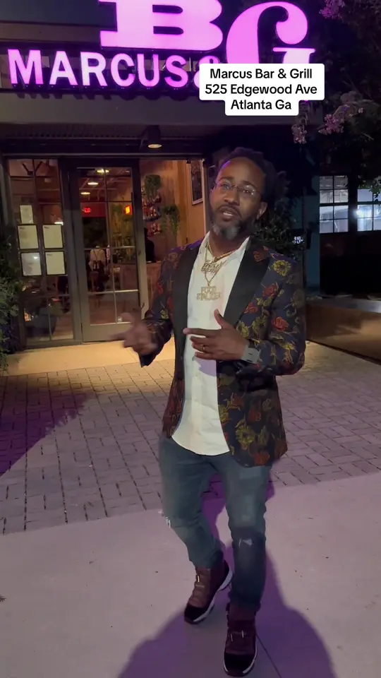 Marcus Bar & Grille in Atlanta showing review, customer service, food, atmosphere, video by therealfoodstalker on TikTok