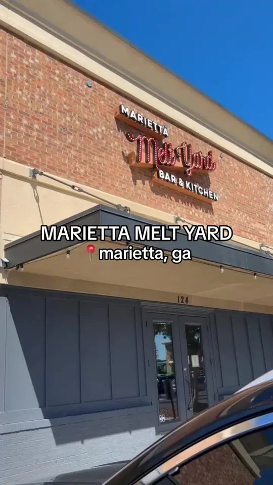Marietta Melt Yard in Marietta showing visit, atmosphere, food review, barbie-q burger, trucker burger, video by cheapeatsatl on TikTok