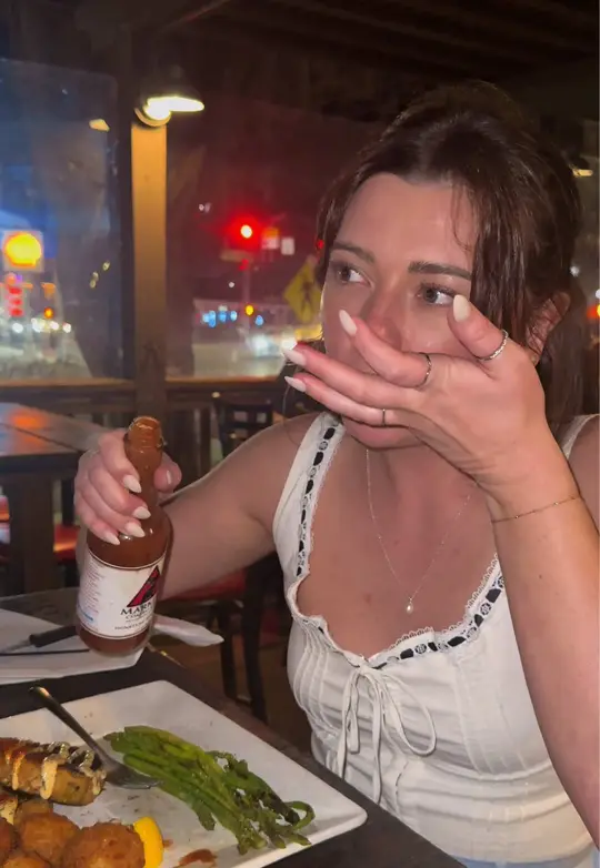 Marker Seven Coastal Grill in Athens showing restaurant visit, dining experience, laughter, video by samantha_angelie on TikTok