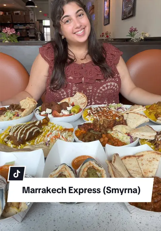 Marrakech Express in Smyrna showing moroccan food, restaurant visit, video by turkifoodie on TikTok