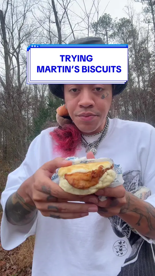 Martin's Restaurants in Marietta showing food, chicken biscuit, video by hungry4munchies on TikTok