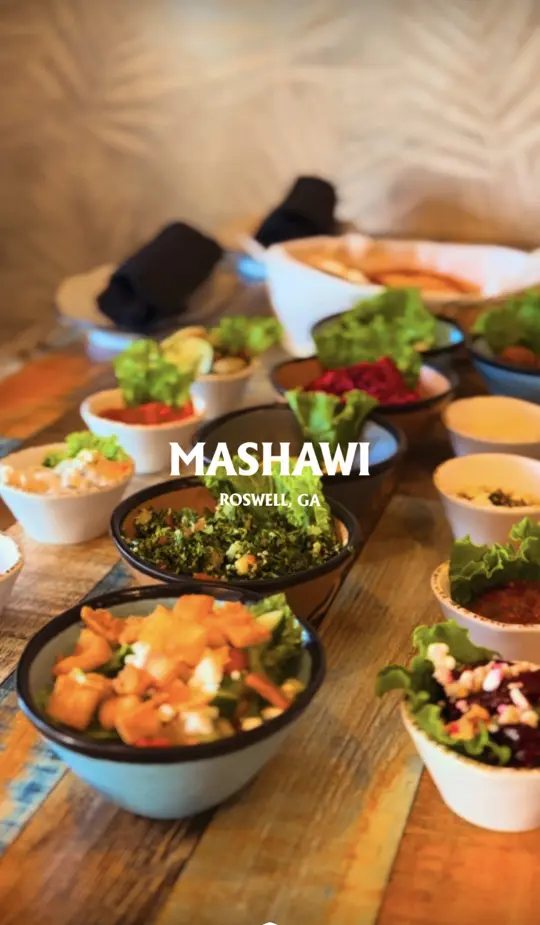 Mashawi Mediterranean in Roswell showing food, kufta chicken kabob, drinks, review, video by atlantadigest on TikTok