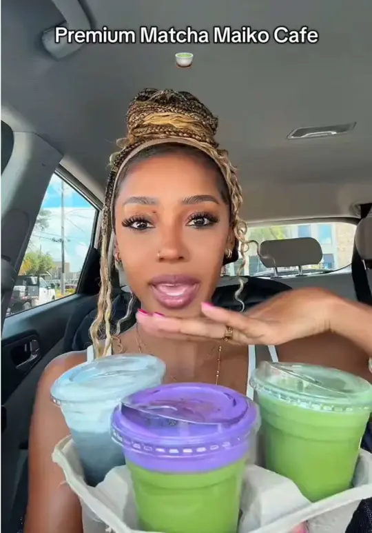 Matcha Cafe Maiko in Orlando showing drink, matcha, video by mukbangwithkay on TikTok