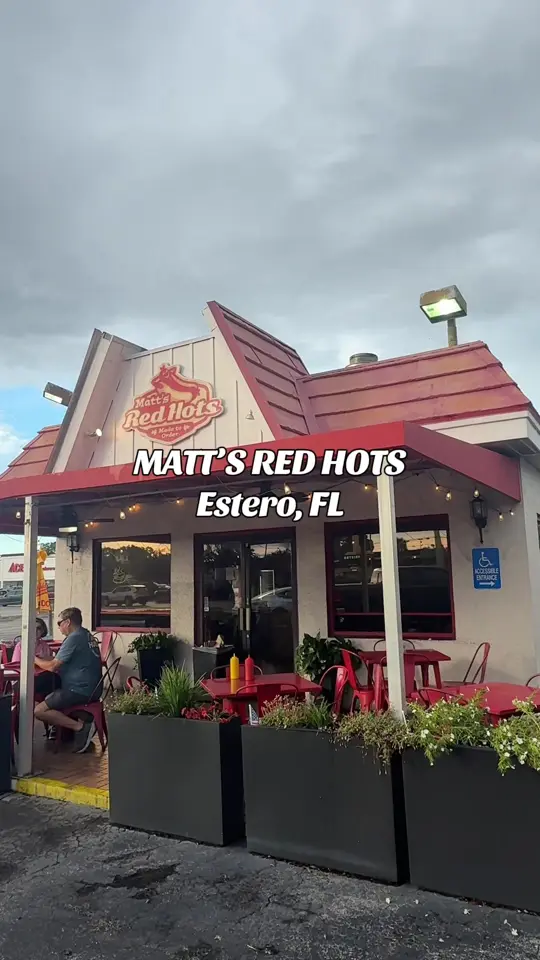 Matt's Red Hots in Fort Myers showing food, footlong hot dog, double cheeseburger, milkshake, video by commutingcouple on TikTok