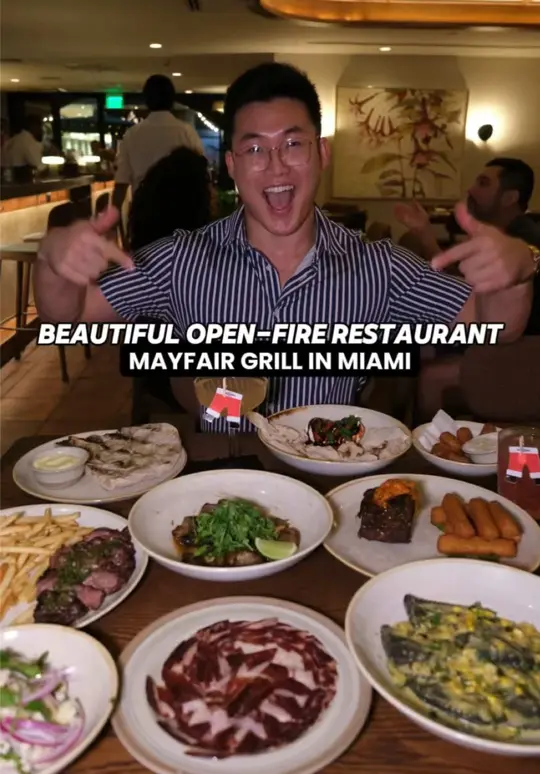 Mayfair House Hotel & Garden in Miami showing dinner, restaurant visit, cocktails, rooftop pool, video by zackaryeats on TikTok