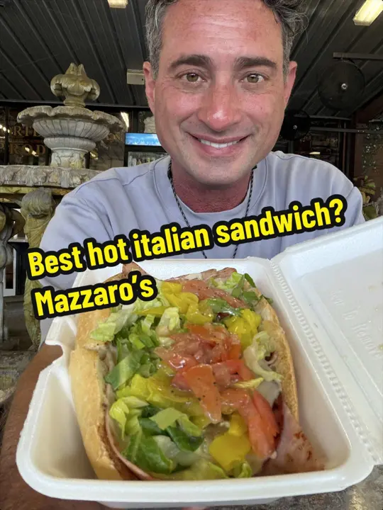 Mazzaro Italian Market in Clearwater showing visit, review, food, sandwich, video by foodiejustice on TikTok