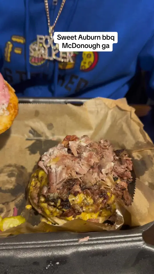 Mcdonough's Restaurant & Lounge in Savannah showing brisket burger, video by therealfoodstalker on TikTok