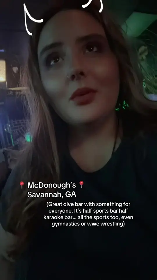 Mcdonough's Restaurant & Lounge in Savannah showing karaoke, sports bar atmosphere, live music, bad romance sing along, barfood, video by loubella77 on TikTok