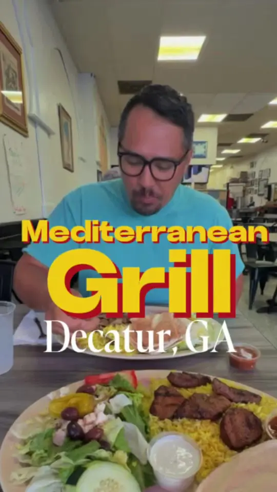 Mediterranean Grill in Decatur showing review, gyro plate, video by chrismomongan on TikTok