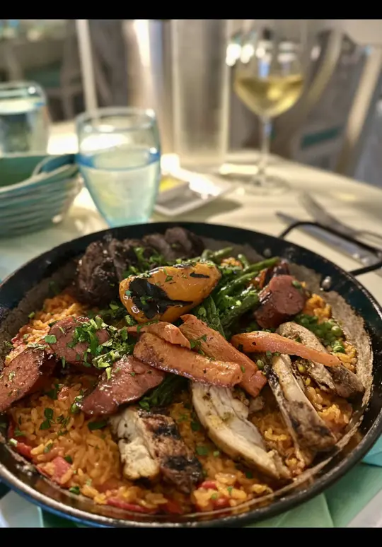  in Florida showing review, early dinner pre-fixed menu, dolmeh, carne paella, baklava, video by jdgoesplaces on TikTok