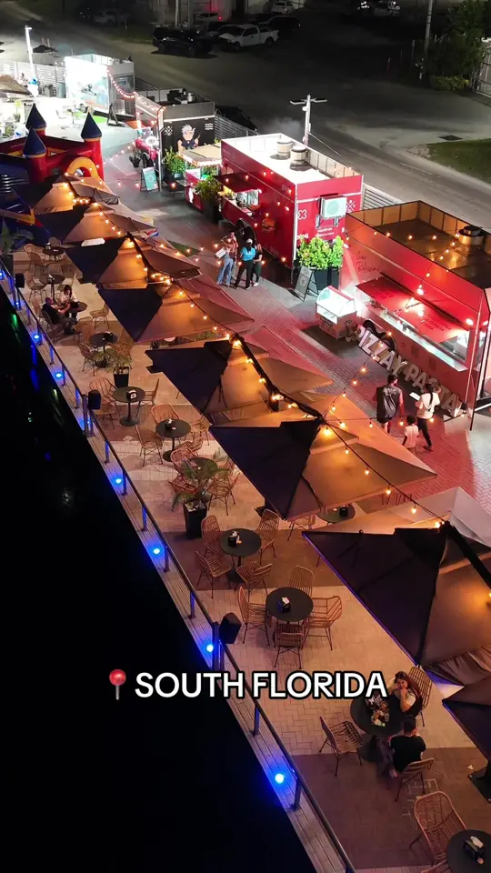 Medley's River Yard - Food Truck Park in Medley showing review, visit, atmosphere, sunset, video by peakacity on TikTok
