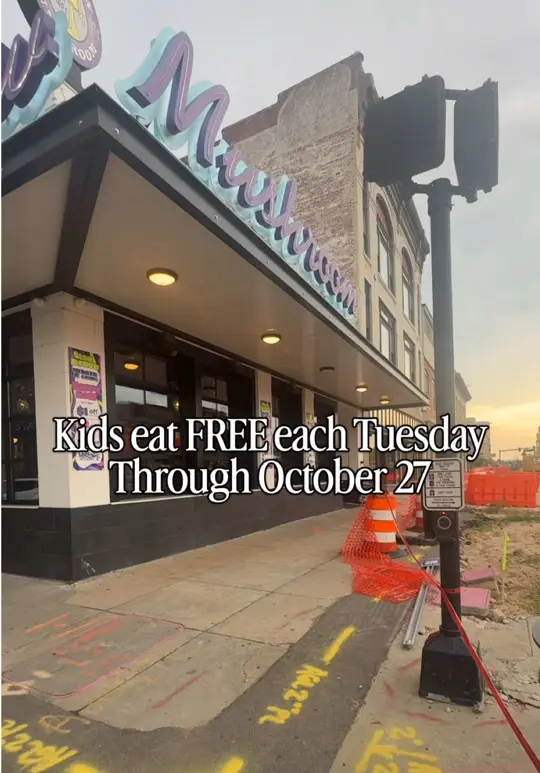 Mellow Mushroom Augusta in Augusta showing pizza, kids eat free promotion, video by theaugustamom on TikTok