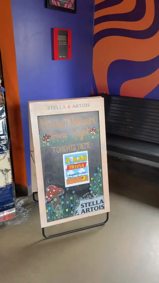 Mellow Mushroom Macon in Macon showing pizza, taco nirvana pizza, thai dye pie, musical mystery tour pizza, trivia nights, video by Visit Macon on Facebook