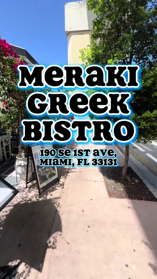 Meraki Greek Bistro in Miami showing restaurant visit, greek food, video by sk8natethefoodie on TikTok