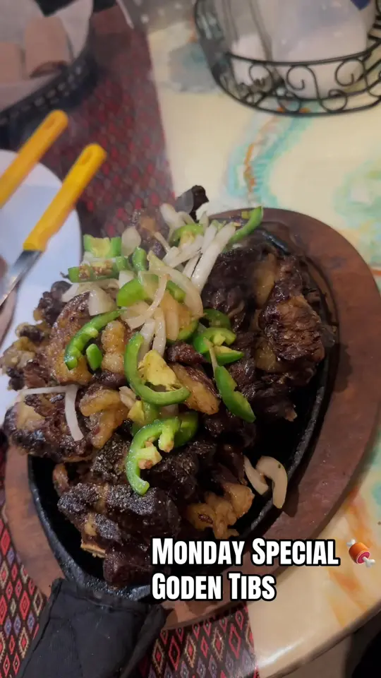 Meskel ethiopian restaurant in Stone Mountain showing food, golden tibs, video by meskelrestaurant0 on TikTok