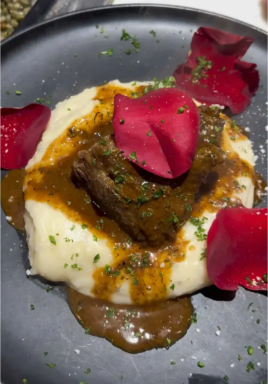 Mezza Luna Pasta and Seafood in Smyrna showing food, white asparagus soup, lobster fritter, braised short rib, video by madelinedavis7777777 on TikTok