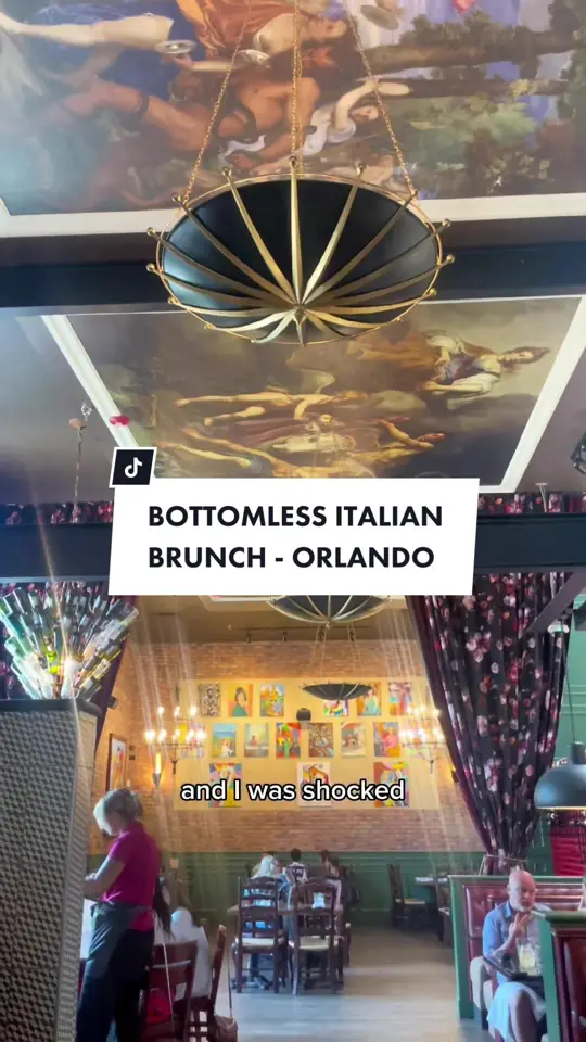 Mia's Italian Kitchen in Orlando showing italian brunch, all you can eat, bottomless brunch, video by innythefoodie on TikTok