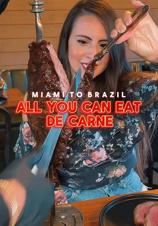  in Florida showing restaurant visit, brazilian rodizio, all you can eat lunch, all you can eat dinner, premium meat cuts, sides, video by hellentakesmiami on TikTok