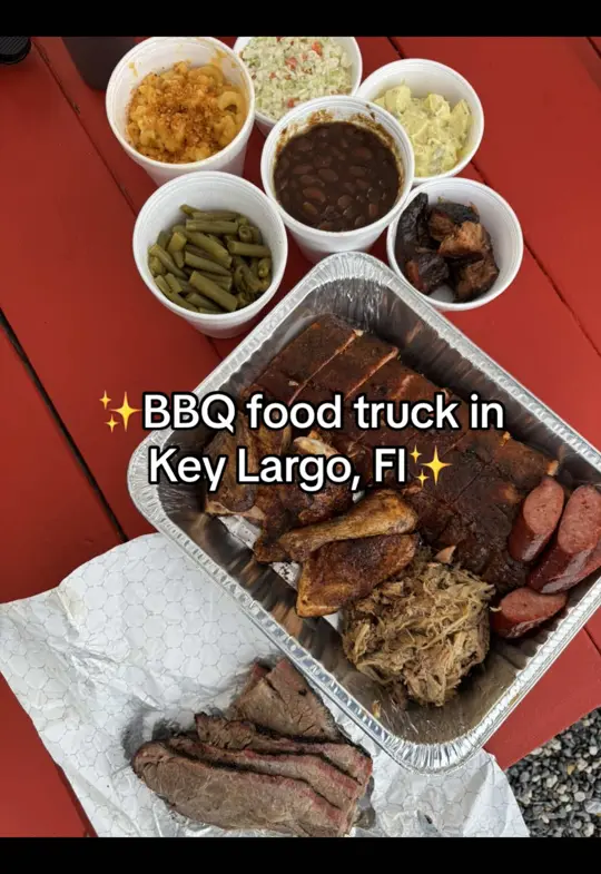 Mikes Bbq 101 in Key Largo showing food truck, bbq, review, visit, video by chefitupwithlani on TikTok