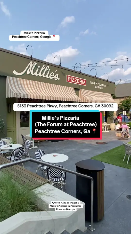 Millie’s Pizzeria in Peachtree Corners showing pizza, visit, video by qweenashaa on TikTok