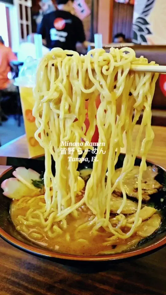 Minano Ramen in Tampa showing izakaya atmosphere, appetizers, yakitori skewers, bubble teas, noodle dishes, fruit teas, video by yummycoty on TikTok