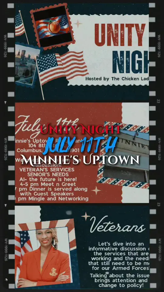 Minnie's Uptown Restaurant in Columbus showing event, unity night, networking, dinner, chicken meatloaf, mashed potatoes, mac n cheese, video by minniesuptown on TikTok