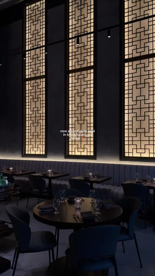 Mirae in Brookhaven showing review, visit, crudo, asian pears, caviar, crispy pork belly wrap, garlic butter prawns, breadcrumbs, jade highball, tequila, matcha, dancing flower, video by iixykay on TikTok