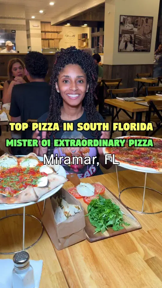 Mister O1 Extraordinary Pizza - Bay Harbor in Bay Harbor Islands showing pizza, burrata e truffle oil, coffee paola, nutella & banana calzone, video by brieatsmiami on TikTok