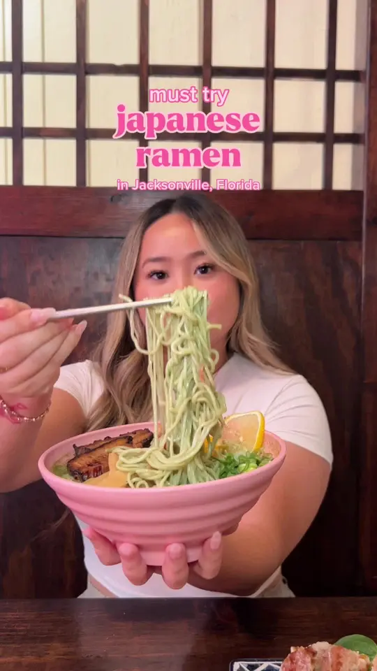 Modu Ramen in Jacksonville showing restaurant visit, ramen, drinks, small plates, atmosphere, video by tagalongwithuss on TikTok
