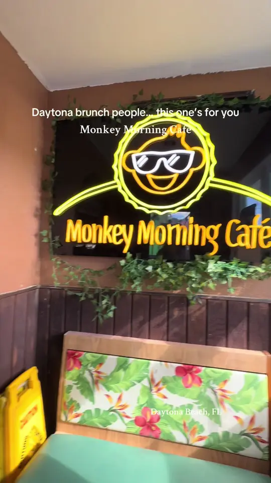 Monkey Morning Cafe in Daytona Beach showing brunch, coffee, hot chocolate, video by momvibesnicole on TikTok