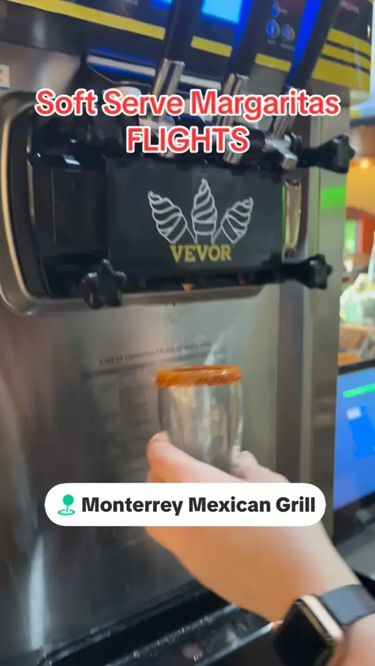 Monterrey Mexican Grill in Lawrenceville showing drink, soft serve margaritas, video by Monterrey Mexican Grill on Facebook