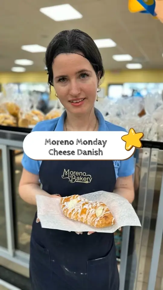 Moreno Bakery in Brandon showing food, cheese danishes, cake artists, video by Moreno Bakery on Facebook