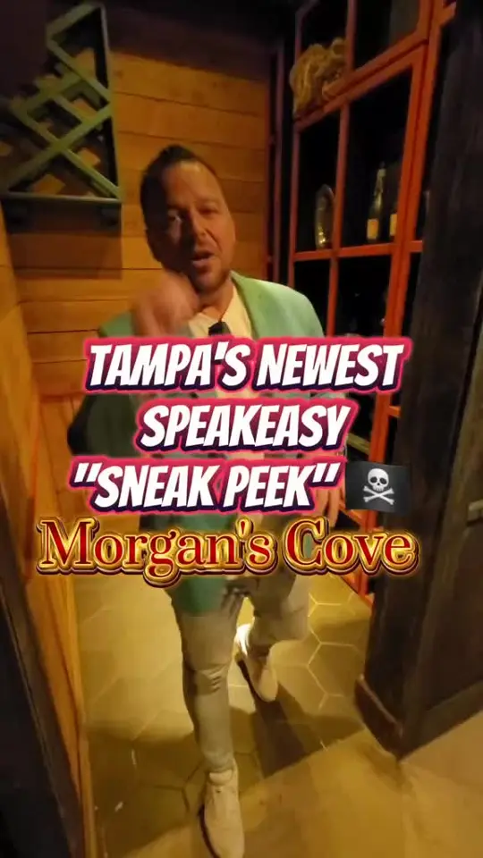 Morgan’S Cove in Tampa showing atmosphere, decor, cocktail menu, video by funtampa on TikTok