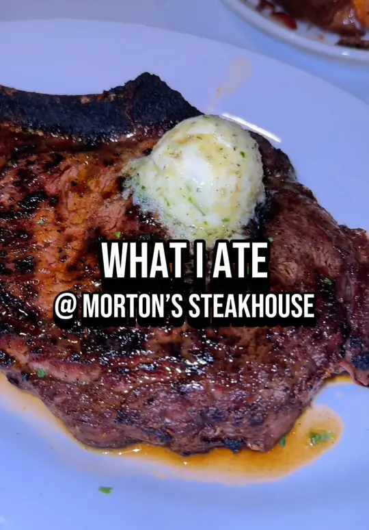 Morton's Steakhouse - Ft Laud in Fort Lauderdale showing loaded baked potato, salted caramel apple cheesecake, smoked gouda & bacon au gratin potatoes, moscato, cocktail, video by mzcrazytee on TikTok