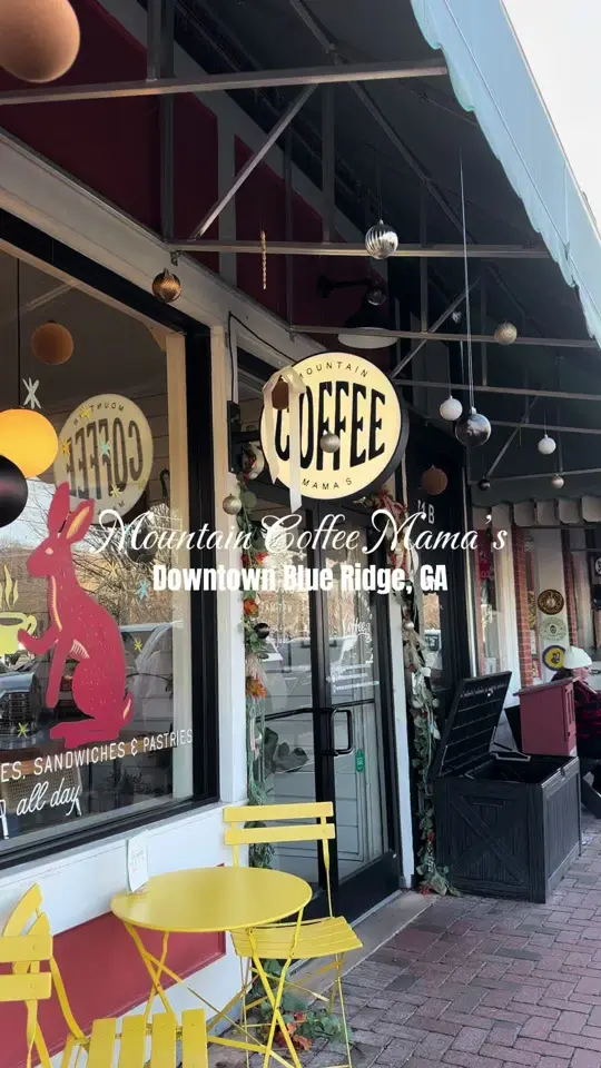 Mountain Mama's Coffee Lounge in Blue Ridge showing visit, coffee, video by shayleen.p on TikTok
