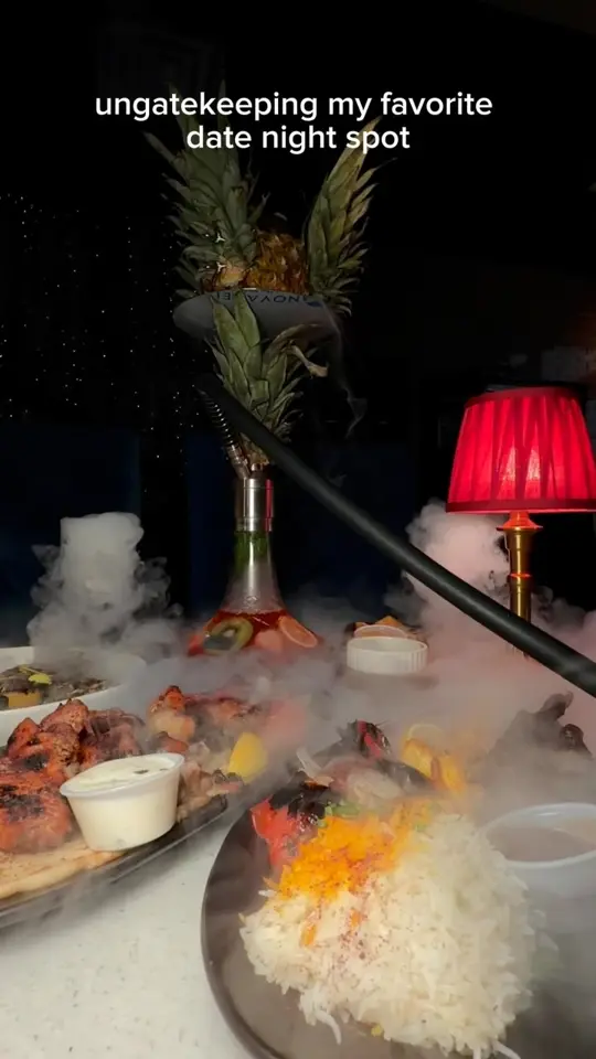 Moustache Hookah Bar in Sandy Springs showing review, atmosphere, drinks, hookah, video by Candace Eloise on Facebook